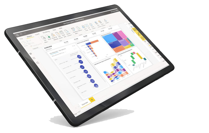 Tablet üzerinde Power BI dashboard kullanım örneği